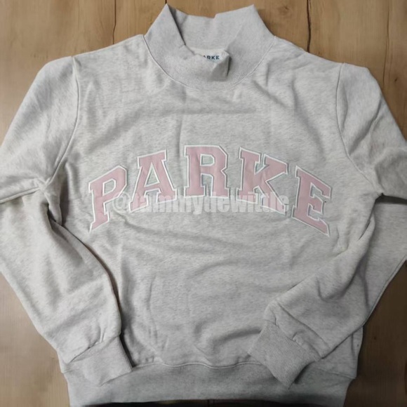 Parke Women's Varsity Mockneck Sweatshirt -- Pink and Gray L/XL
